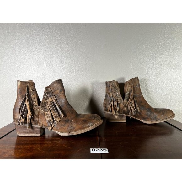 Circle G by Corral Fringe Boots Western Womens Sz 10 Brown Leather Distressed St - Picture 5 of 13